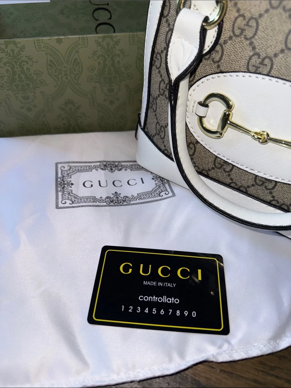 GUCCI Azalea Calfskin Mini Horsebit 1955 with the original paperwork box & dusty